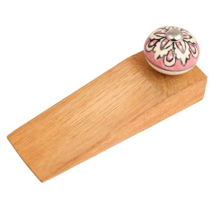 Peach Flower Ceramic Wooden Door Stopper